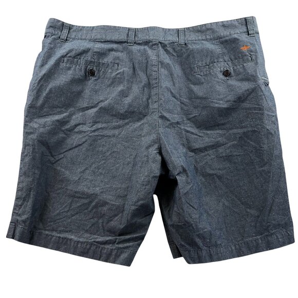 Dockers Mens Shorts Size 42 Chambray Blue Flat Front Chino Casual Gray Classic - Picture 2 of 14